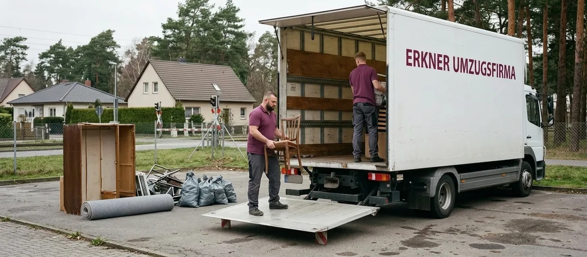 Umzugswagen und Räumgut beim Umzug nach Rüdersdorf mit gleichzeitiger Wohnungsräumung